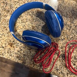 Beats by Dre Blue Over-Ear Headphones with Red Cable